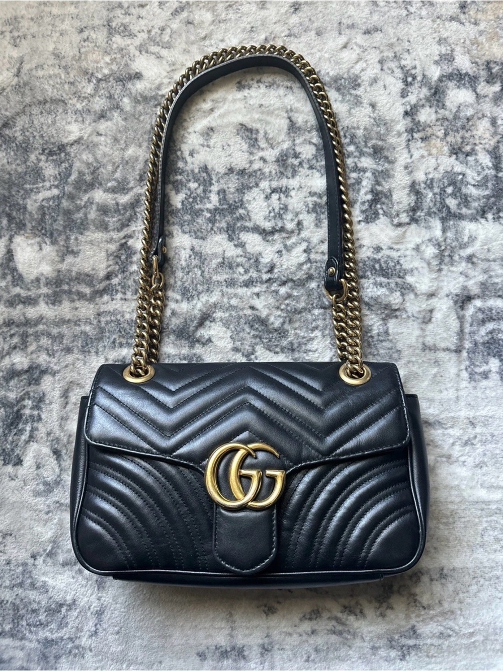 Gucci Black Marmont Leather Shoulder Bag with - Picture 1 of 10